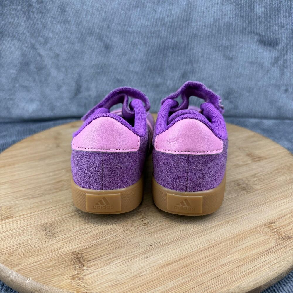 Adidas Shoes Girls Size 12 Purple Suede Sneakers Pink Accents HWK 1Y3010 - Picture 5 of 9